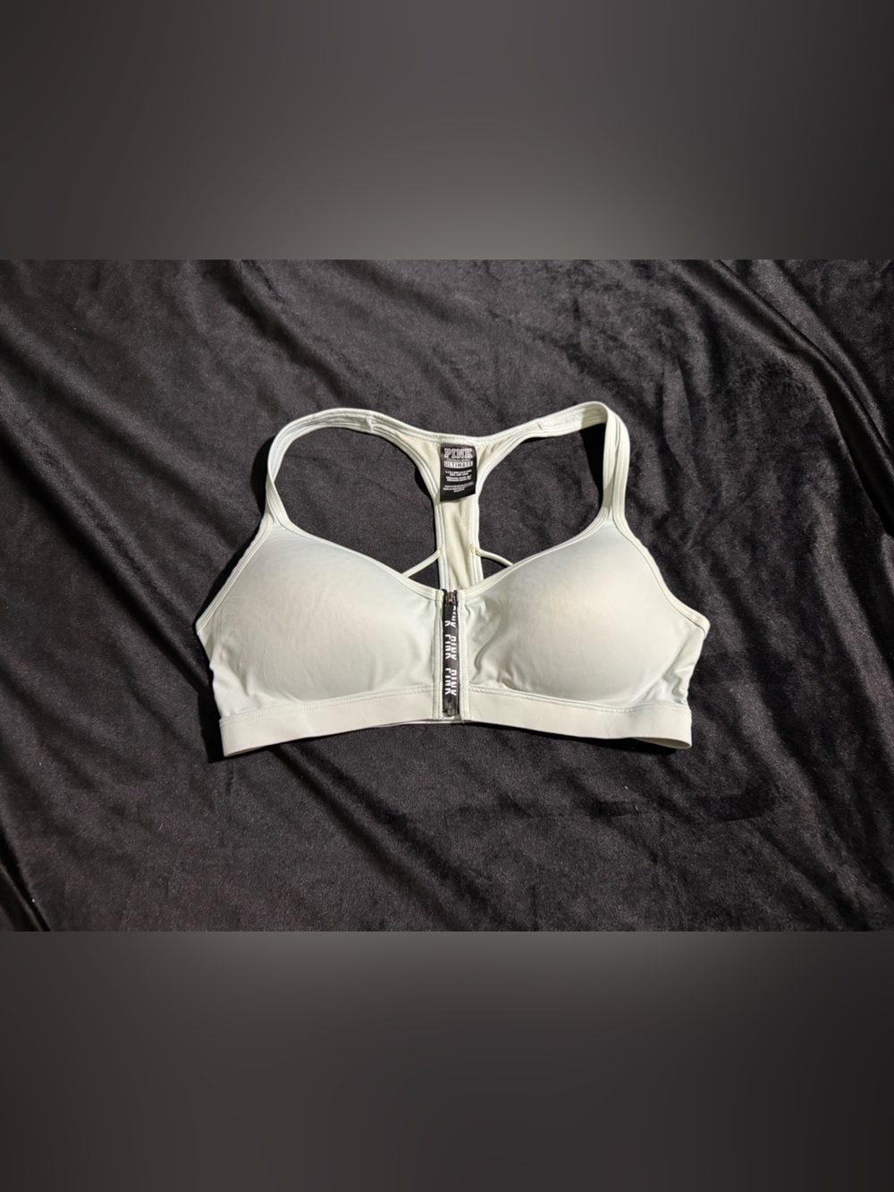 PINK Victoria's Secret Light Sage Front-Zip Sports Bra